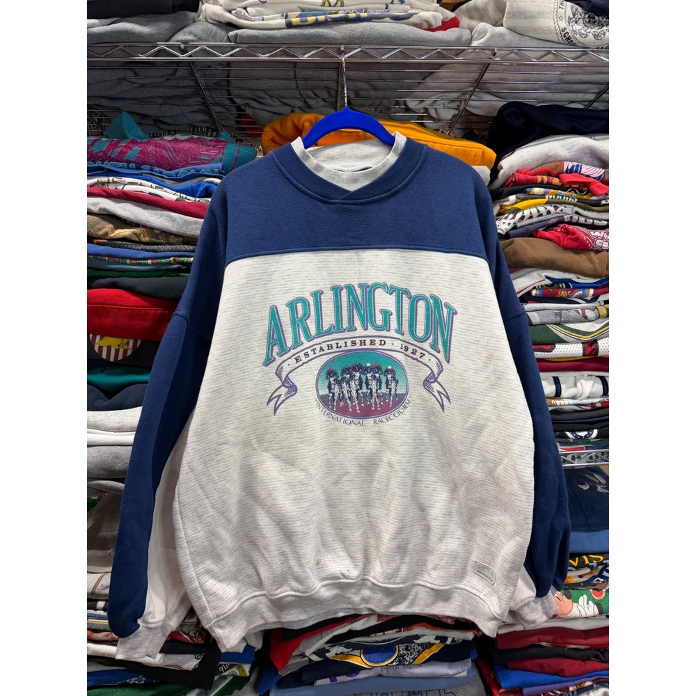 Vintage Gear For Sports Arlington International Racecourse Sweatshirt XL Navy